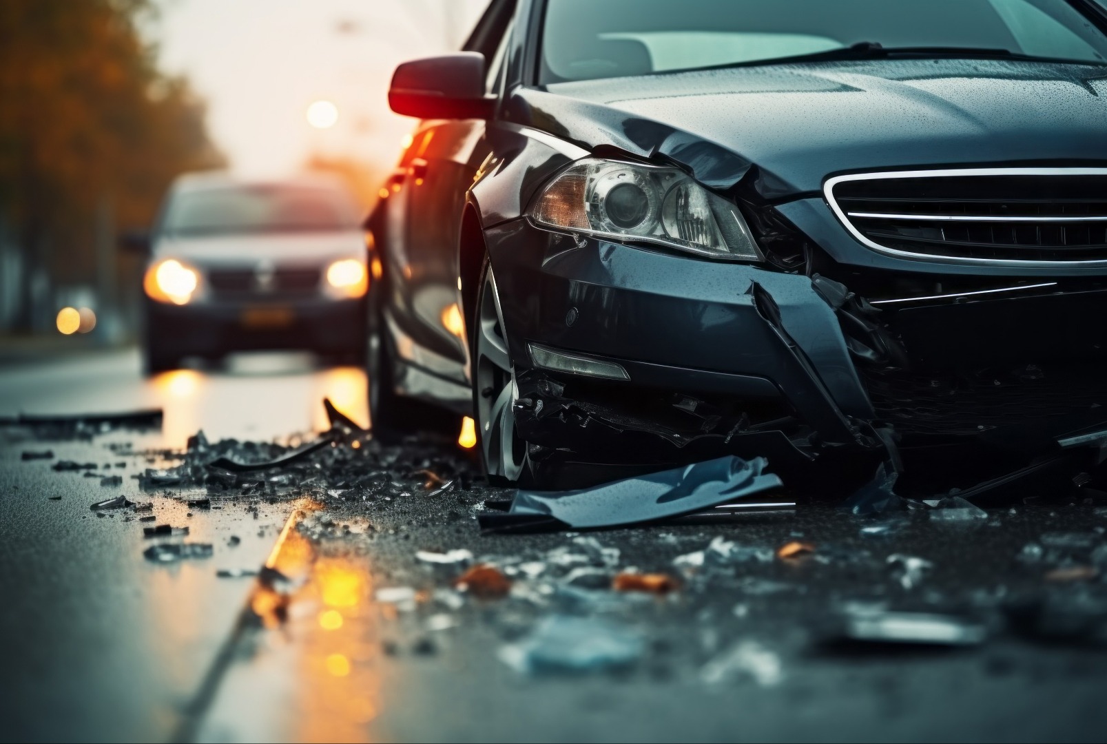Kaputtes Auto bei einem Unfall. Unfall auf der Straße.